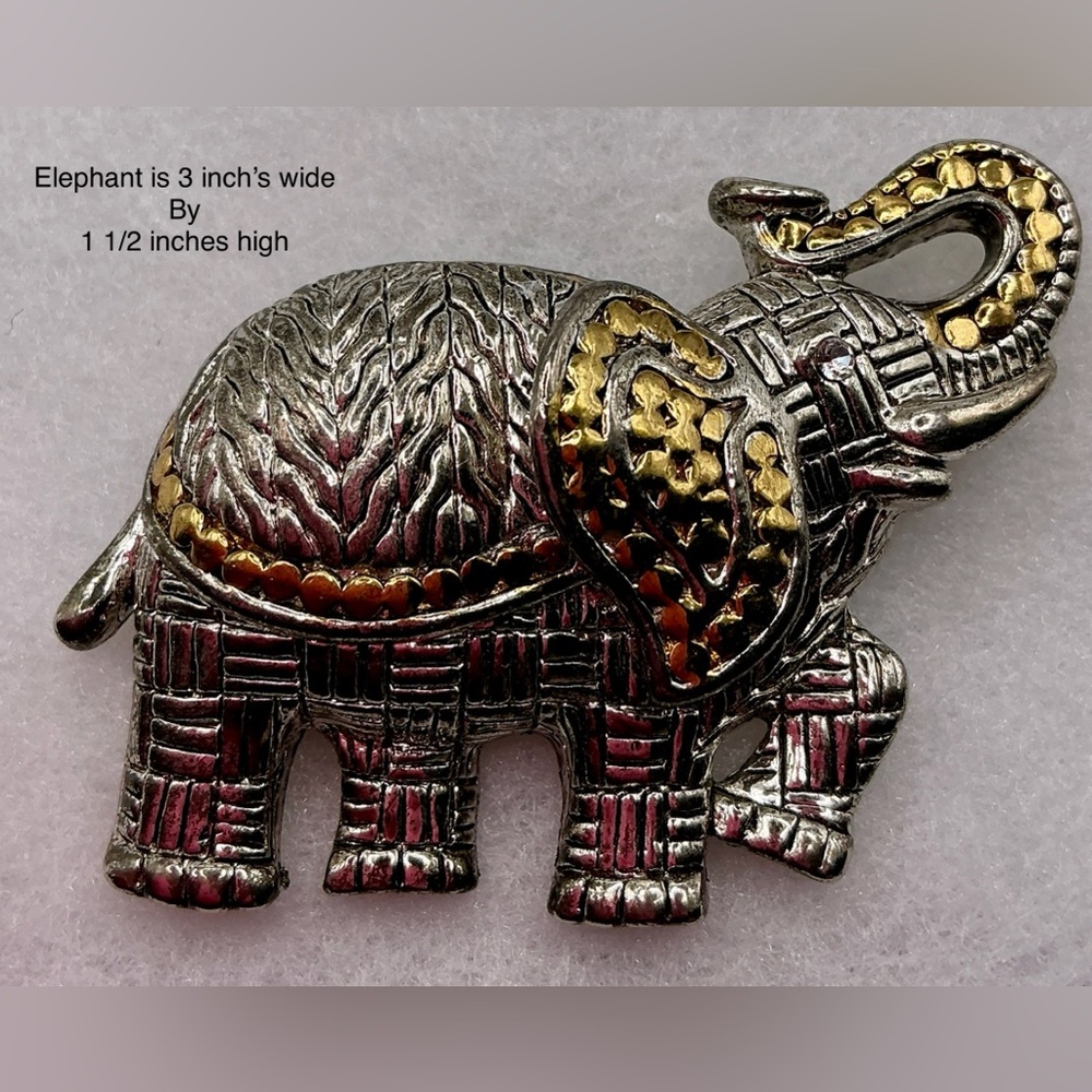 Silver and Gold Elephant Brooch